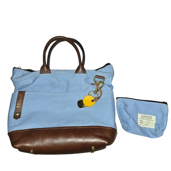 R. Riveter Otto canvas tote bag with brown leather trim. - Picture 4 of 11